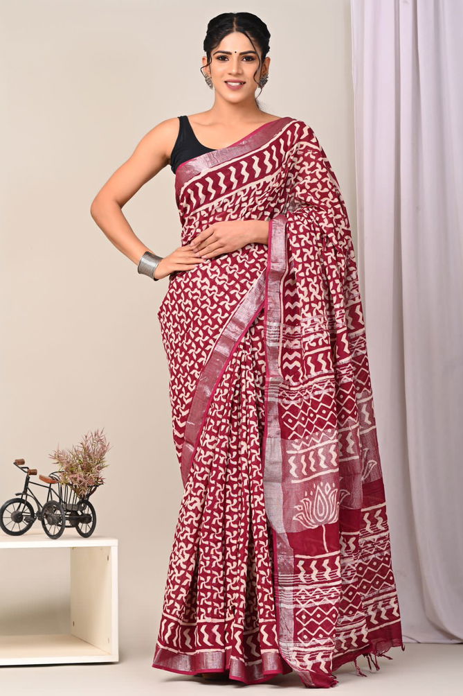 VK 4166 Silver Jari Patta Printed Sarees Catalog